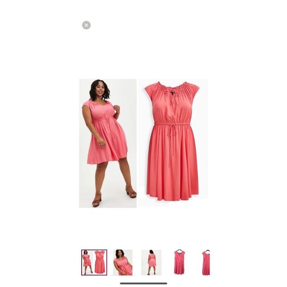 torrid Dresses & Skirts - Torrid Mini Challis Tie-Front Skater Dress Size 2X Pink Coral Short Sleeve